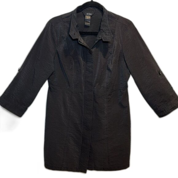 Ali Miles Black 3/4 Sleeve Long Line Jacket Size Medium Style A5212B13 - Picture 1 of 13